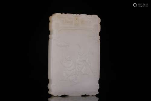 Qing Dynasty, hetian White Jade Baby play plan hang out