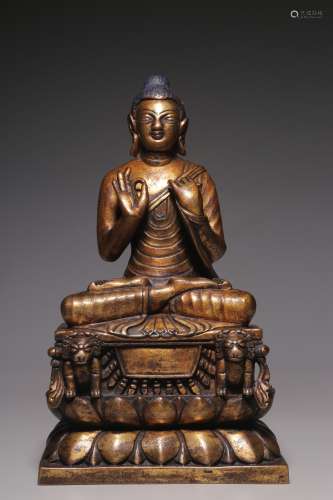 A sitting statue of Shakyamuni in Swat style, Qing Dynasty