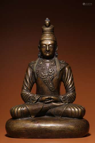 A bronze statue of Songtsan Gambo in qing Dynasty