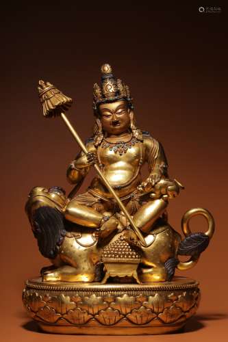 Qing Dynasty, bronze gilt inlaid treasure treasure tianwang ...