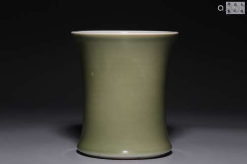 Ming Dynasty, pink green glaze beam waist pen holder