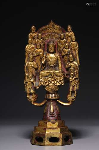 In qing Dynasty, bronze gilded tathagata statue