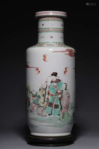 A multicolor three-star jiruitu mallet vase from the Qing Dy...