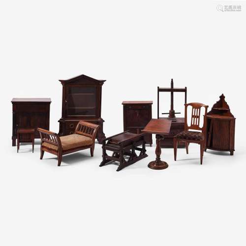 A COLLECTION OF TEN MINIATURE FURNISHINGS 19TH CENTURY AND L...