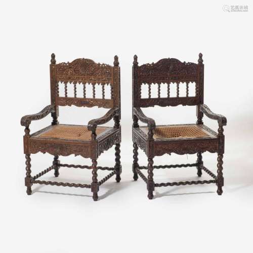 A PAIR OF INDONESIAN DJATI WOOD CHAIRS POSSIBLY 18TH CENTURY