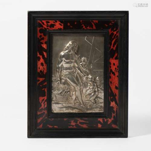 A FRAMED SILVER RELIEF OF CHRIST 18TH CENTURY, APPARENTLY UN...