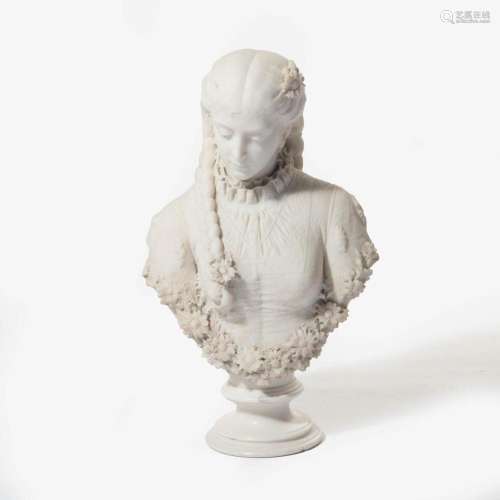 A WHITE MARBLE BUST ATTRIBUTED TO EUGÈNE-ANTOINE AIZELIN (PA...