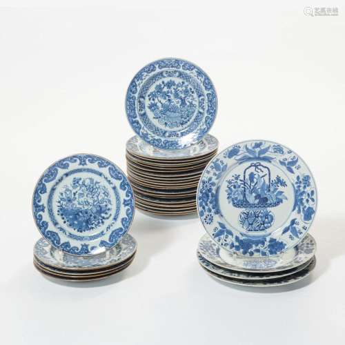A COLLECTION OF CHINESE BLUE AND WHITE PLATES 18TH CENTURY