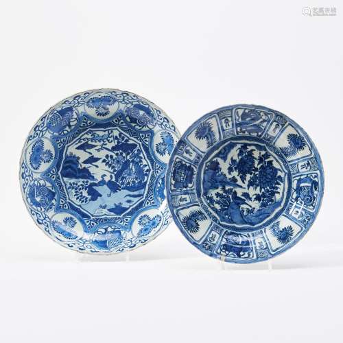 TWO CHINESE BLUE AND WHITE 'KRAAK PORSELEIN' DISHES ...