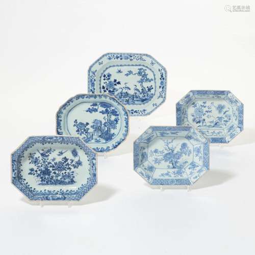 A COLLECTION OF CHINESE BLUE AND WHITE DEEP OCTAGONAL SERVIN...