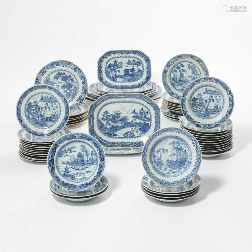 A CHINESE BLUE AND WHITE COMPOSITE PART DINNER SERVICE QIANL...