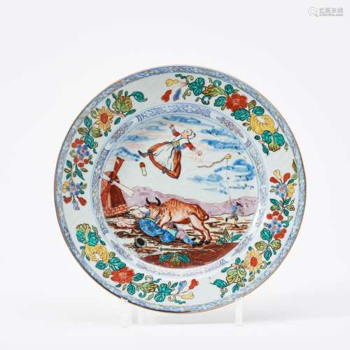 A CHINESE FAMILLE ROSE 'AMSTERDAM BONT' DECORATED PL...
