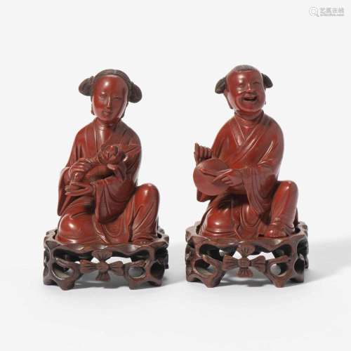 TWO CHINESE RESIN FIGURES REPUBLIC PERIOD (1912-1949)