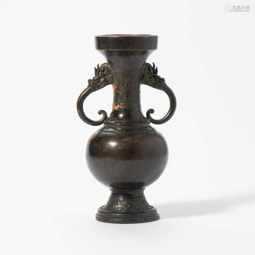 A CHINESE BRONZE DRAGON-HANDLED VASE YUAN-MING DYNASTY (1279...