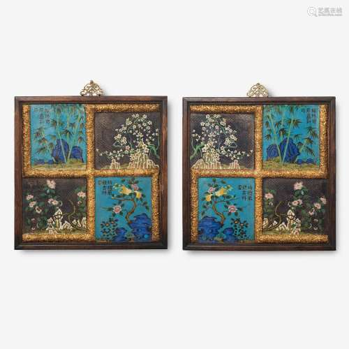 A PAIR OF CHINESE CLOISONNÉ WALL APPLIQUES MODERN
