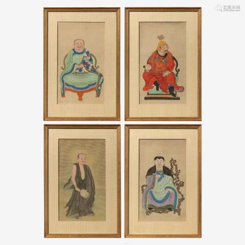 FOUR CHINESE PAINTINGS ON SILK 19TH CENTURY