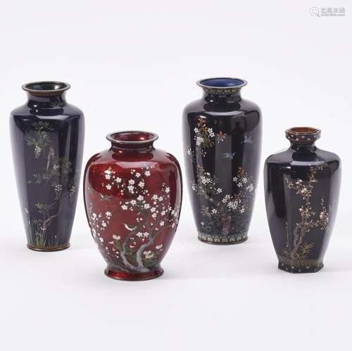 A COLLECTION OF JAPANESE ENAMEL VASES MEIJI PERIOD (1868-191...