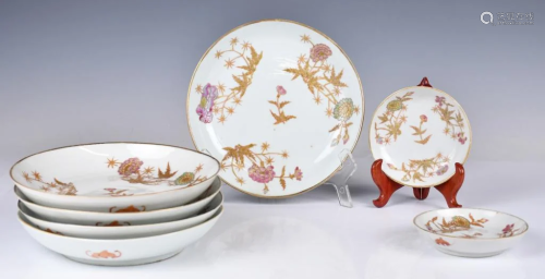 A Set of Seven Famille Rose Plates, 18-19thC
