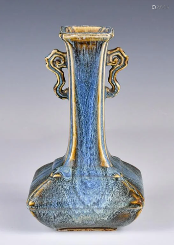 A Shiwan Porcelain Square Vase