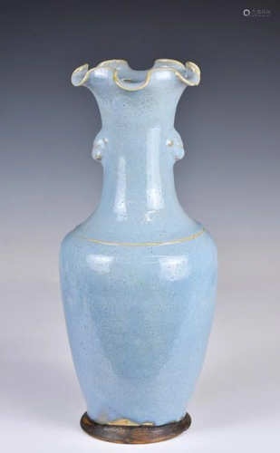 A Sky-Blue Glazed Lobed Vase