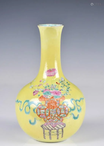 A Famille Rose Tianqiuping Vase 19thC