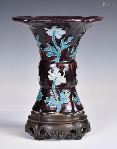 A Fahuacai Gu Vase w/Stand