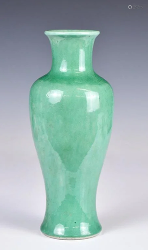 A Green-Glazed Baluster Vase