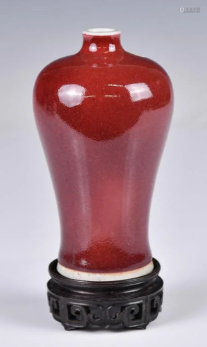 A Red Glazed Meiping Vase w/Stand