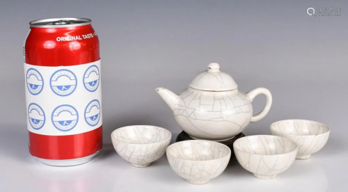 A Guan Type Style 5 Pieces Tea Set