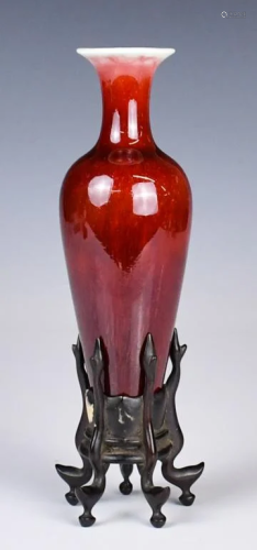A Red Glaze Vase with Stand