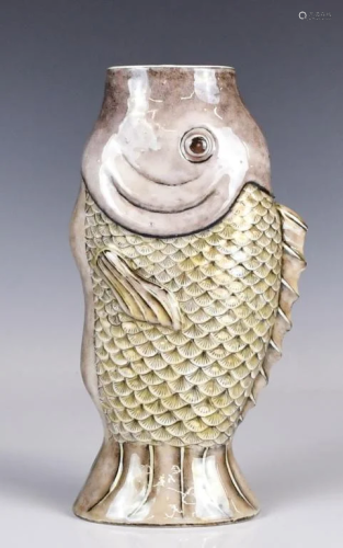 A Famille-Verte Fish-Shape Vase