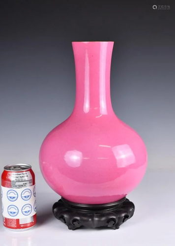 A Ruby-Red Tianqiuping Vase w/ Stand