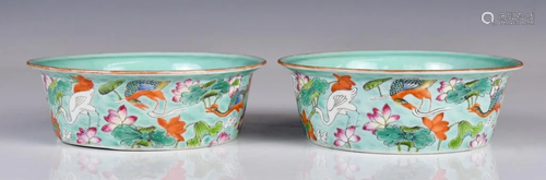 A Pair of Famille Rose Plates Jiaqing Mk & Period