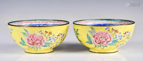 A Pair of Cloisonne Enamel Bowls