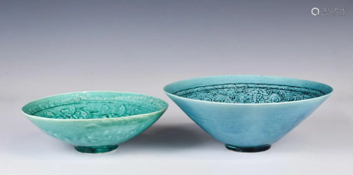 A Group of Two Glazed Bowls