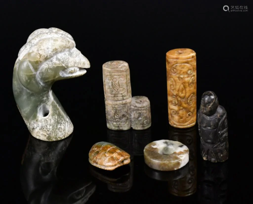 A Group of Six Jade Carvings