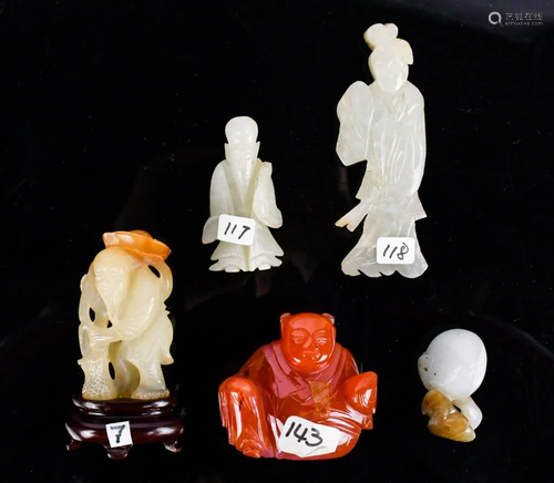 A Group of Five Jade Carvings Qing