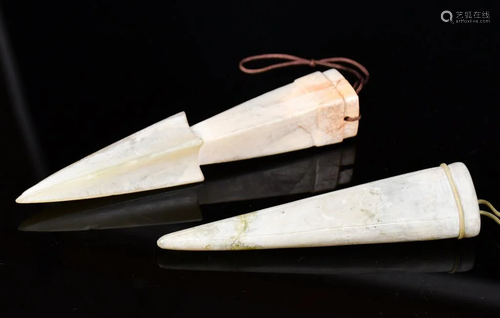 A Group of Two Jade Spearheads