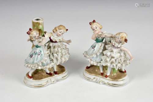 A pair of 19th century porcelain "Dancing Girls" s...