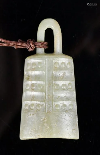 A Celadon Jade Bell Carving