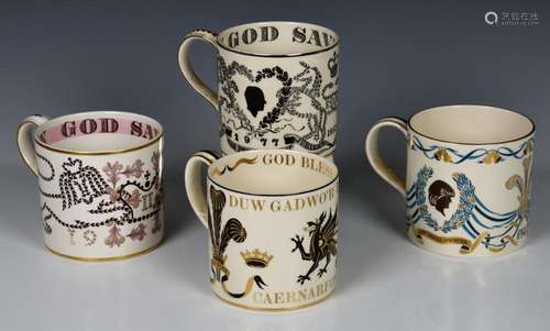 Richard Guyatt for Wedgwood - four Royal commemorative mugs