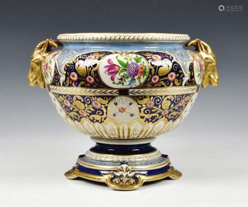 A Victorian ceramic jardinière of shaped pedestal form, havi...