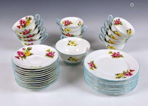 A partial set of eleven Shelley Begonia pattern trios each t...