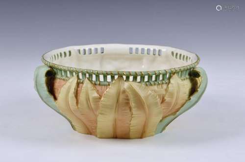 A Royal Worcester porcelain fruit bowl of circular form, mou...