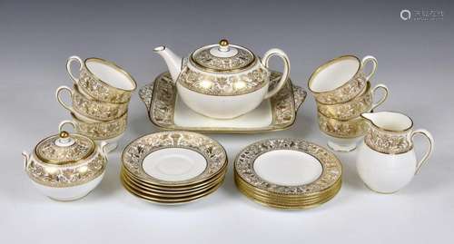 A Wedgwood China 'Gold Florentine' pattern tea servi...