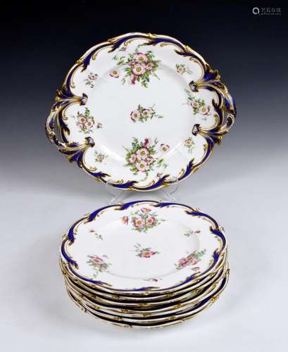 A 19th century English porcelain part dessert service compri...