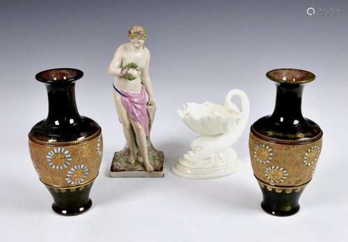 A small collection of antique ceramics to include a Continen...