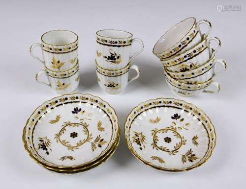 A group of Worcester Barr Flight & Barr fluted tea and c...