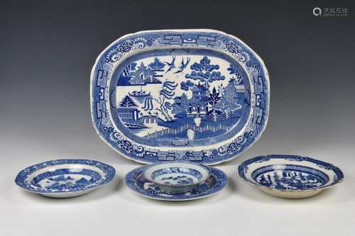 A 19th century blue and white pearlware platter