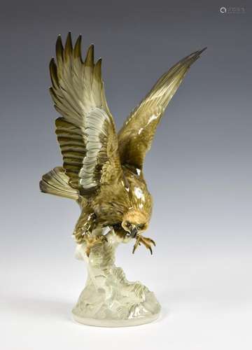 A large Hutschenreuther German model of an Eagle impressed &...